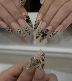 ネイルチップ レオパード ヒョウ柄 韓国 ガーリー ギャル ワンホン