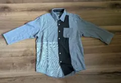 七分袖チェックシャツ