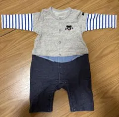 ロンパース・カバーオール グレー ストライプ