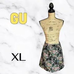 美品✨【GU】ジャガード花柄タイトミニスカート　上品　ブラック　XLのサムネイル