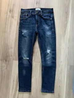 ZARA スキニーデニム ダメージ加工 ブルーのサムネイル