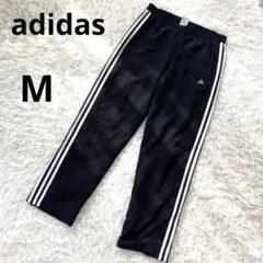 【アディダス】サイド３本ライン裏地メッシュトラックパンツ 黒Mジャージズボン