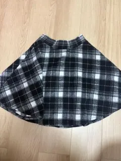 フレアスカート ブラック・ホワイト チェック