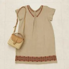 shuca シュカ　麻100% 刺繍ワンピース M ナチュラル 夏のサムネイル
