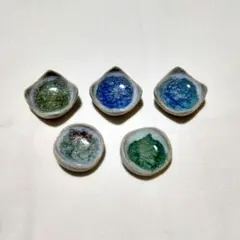 青と緑の陶器 小皿 5個セット 豆皿 箸置き