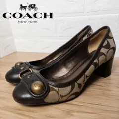 COACH シグネチャー パンプス ブラウン レザー ラウンドトゥ 23のサムネイル