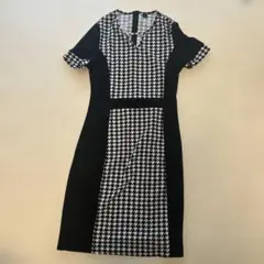 新品！ハウンドトゥース柄 半袖ワンピース Lサイズ