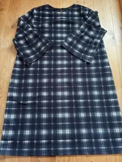 FABIA チュニック ワンピース　チェック柄五分袖 LL