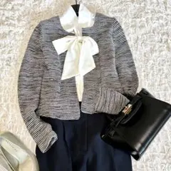 セオリーリュクス theory luxe 38M ノーカラーツイードカーディガン