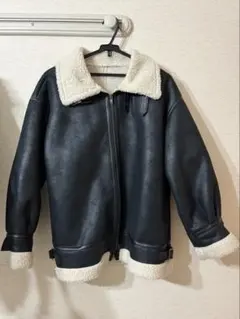 ブラックムートン シェルパ襟付き