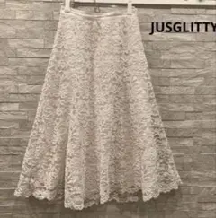 JUSGLITTY レース フレアロングスカート