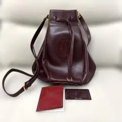 カルティエ　美品ショルダーバッグ　巾着バッグ　マストラインボルドーのサムネイル