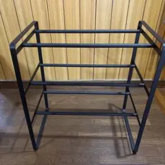 シューズラック　靴ラック　スチール　黒　マットブラック　3段