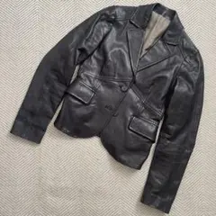 kiton キートン ブラックレザーショートジャケット