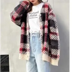 INGNI イング　チェック柄ニットカーディガン