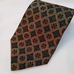 カルヴェン CARVEN【美品】 ネクタイ 小紋柄 ブラウン シルク100%のサムネイル