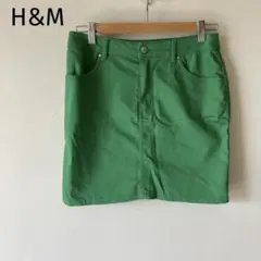 H&M ミニ丈スカート　タイト　グリーン　ストレッチ　スポーティ　y2k 派手