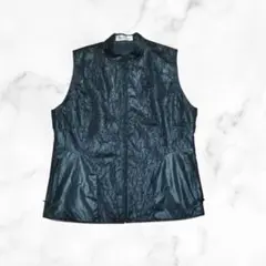 クレープ加工ベスト　黒　パンク　グランジ