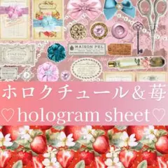 新作ホロクチュール＆いちご　A4デザインペーパー　おすそ分けファイル　コラージュ