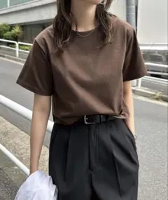 andme汗染み防止半袖ミニTシャツ ブラウンMサイズのサムネイル