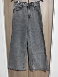 GU ワイドデニムパンツ グレー　M