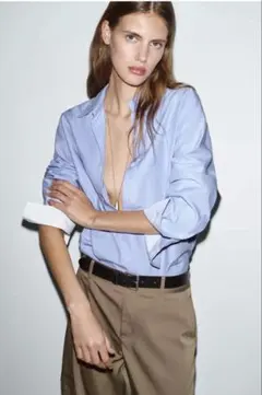 新品タグ付きZARA ベーシックオックスフォードシャツS ブルー