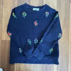SHIPS 花柄刺繍 ネイビー トレーナー＊120