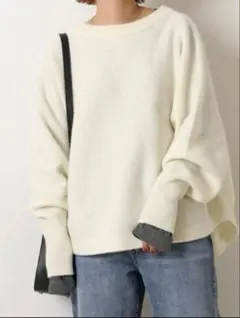 美品✨spick&spanドルマンロングリブニット　ホワイト