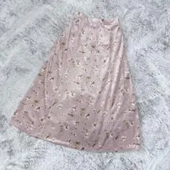 natural couture【F】フレアスカート 花柄 ピンク ゴムウエスト