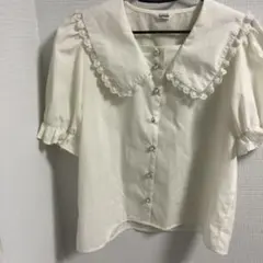 磯*辺様 パフスリーブ襟付き半袖ブラウス