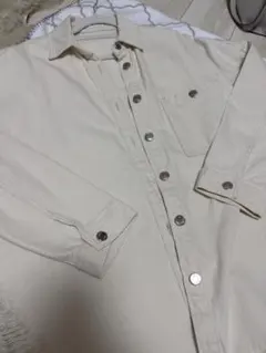 ZARA デニムシャツ ホワイト ダメージ加工