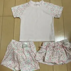 半袖ラッシュガード　パンツ　水着　90 花柄　女の子
