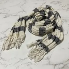 新品 訳あり インド製 モノトーン ボーダー柄 しわ加工 春 薄手 ストール