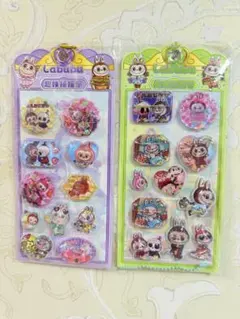 新品ラブブ 水と星入りボンボンドロップシール2枚セット ぷっくりシール 3Dシ