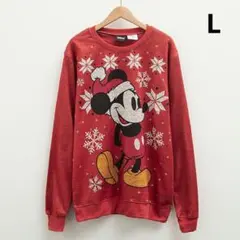 ディズニー ミッキーマウス トレーナー クリスマス ダサセーター ニット L