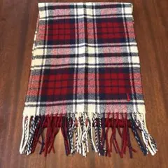 EAST BOYタータンチェック マフラー 赤 ネイビー フリンジ付き