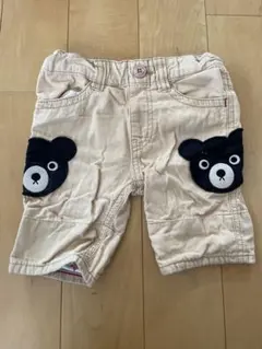 ダブルビー　ビーくん　刺繍ポケット付きショートパンツ　ベージュ　折り返し