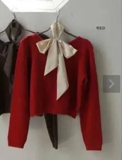 赤ニット　ポップコーンニット TINA：JOJUN