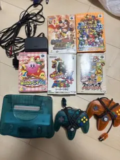 NINTENDO64 クリア 本体 動作品 ソフト5本セット スマブラ マリパ3