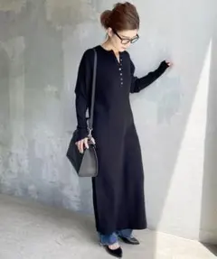 Spick&Span ヘンリーネックリブニットワンピース