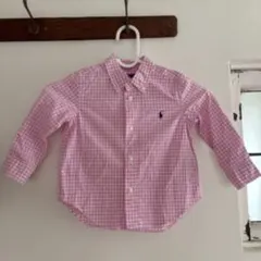 Ralph Lauren ピンク　チェック 長袖シャツ 24M 90㎝