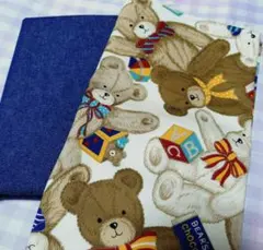 はぎれ　カットクロス　2種　デニム　くま生地 まとめ売り　45×70cm