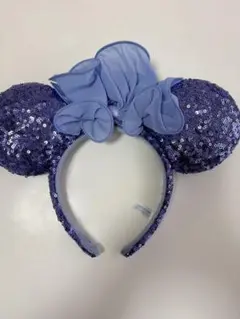 紫色 スパンコール リボン カチューシャ