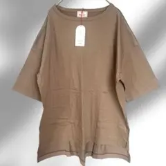 マオメイド　五分袖Tシャツ　モカベージュ　綿100% ゆるだぼ　シンプルのサムネイル