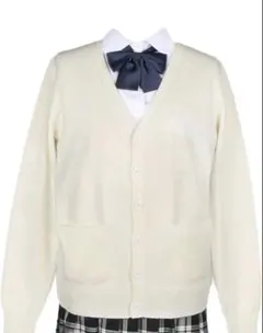 アイボリー Vネック スクールカーディガン