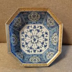 竹斎　八角鉢 大鉢 盛り鉢 金彩 色絵 青華緑彩 和食器
