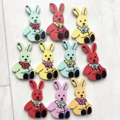 ウッドボタン☆お座りうさぎ☆木製ボタン10個セット