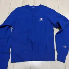 Champion リバースウィーブトレーナー ブルーNEW YORK刺繍