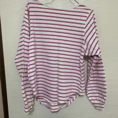 Bou Jeloud 白とピンク ストライプ 長袖Tシャツ