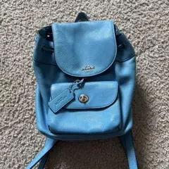 COACH 青 レザー リュック フラップ付き